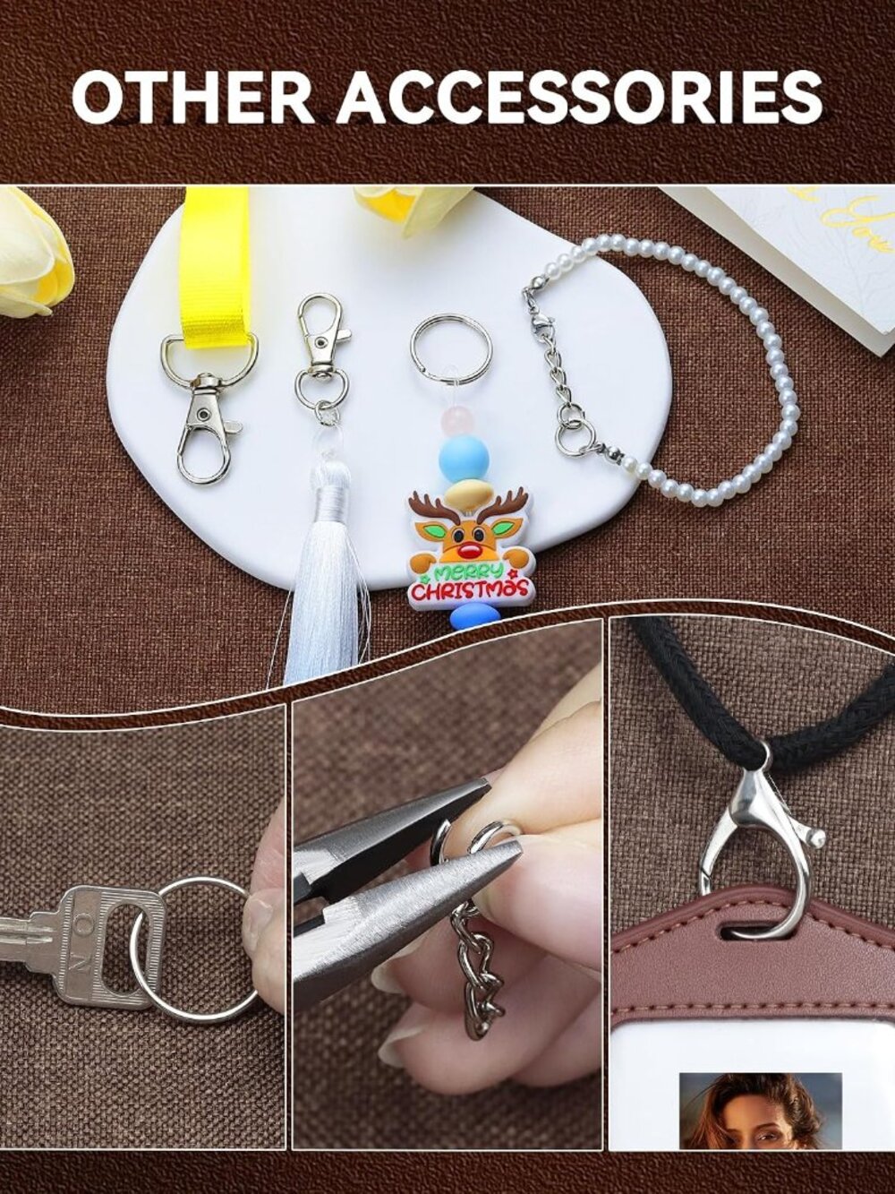325PCS Keychain Making Kit - Silver Keychain Clips with Key Rings - Picture 4 of 6
